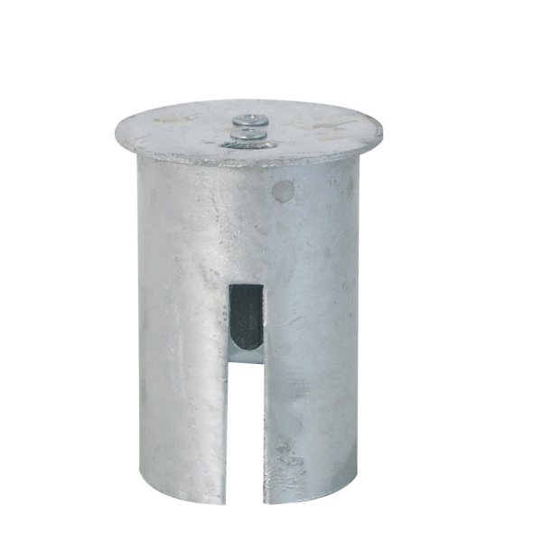 H�tte til stolper | varmgalvaniseret | til � 76 mm stolper | med fjederbelastet l�semekanisme | passer til jordbeslag varenr. 476.40 til �bning med universaln�gle varenr. 470.40
